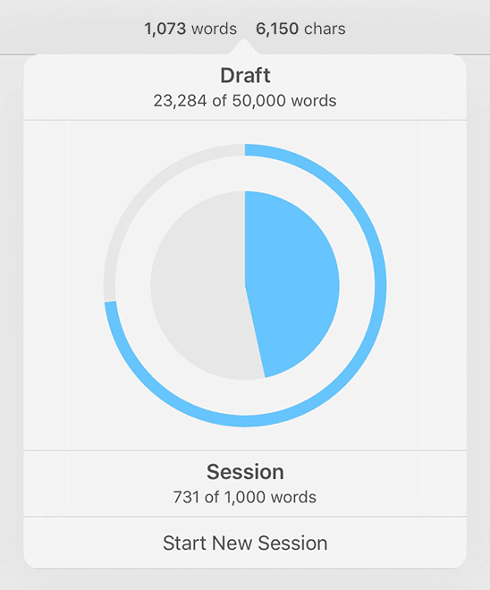 Track draft as well as session goals in one pie chart.