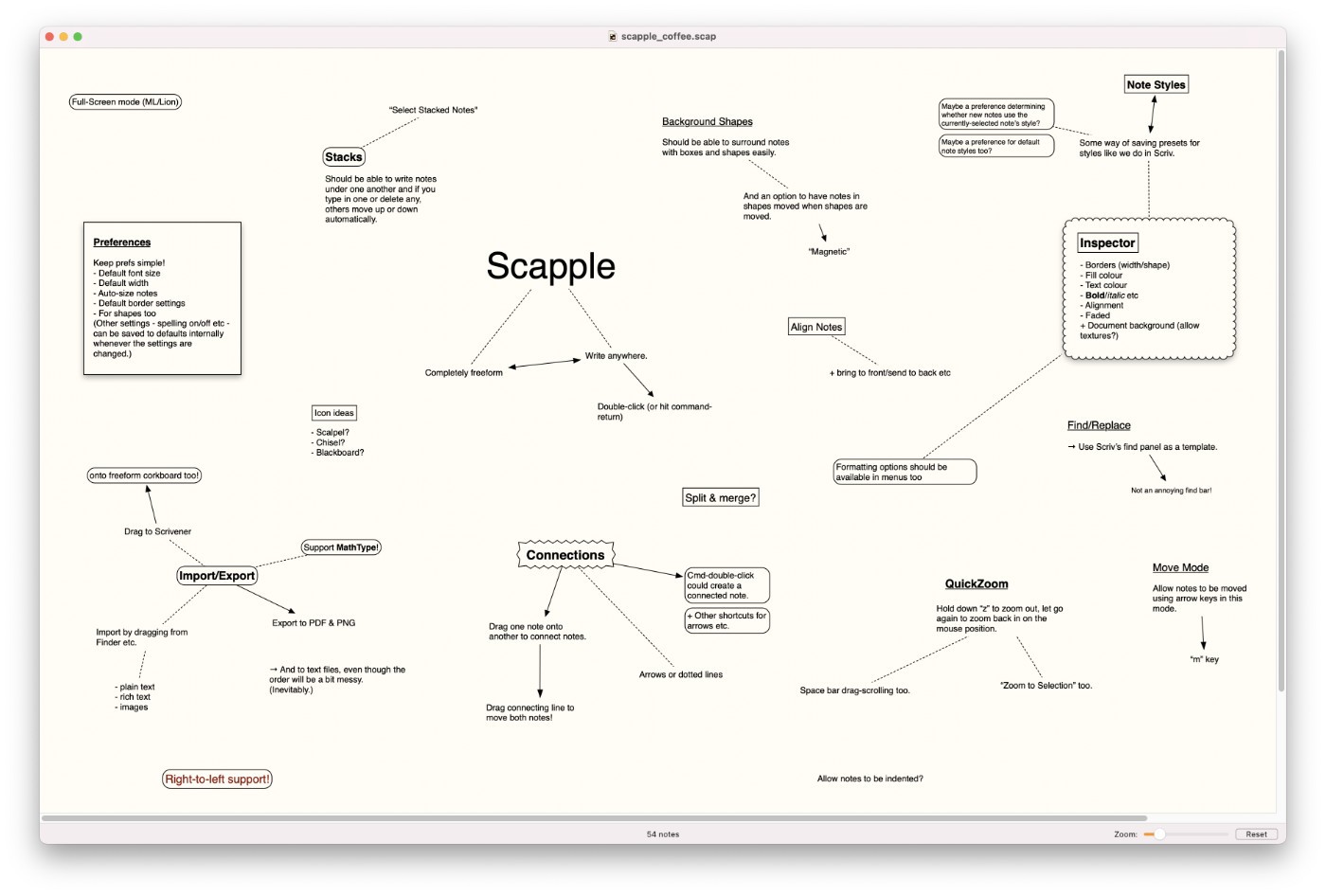 Scapple's main window.