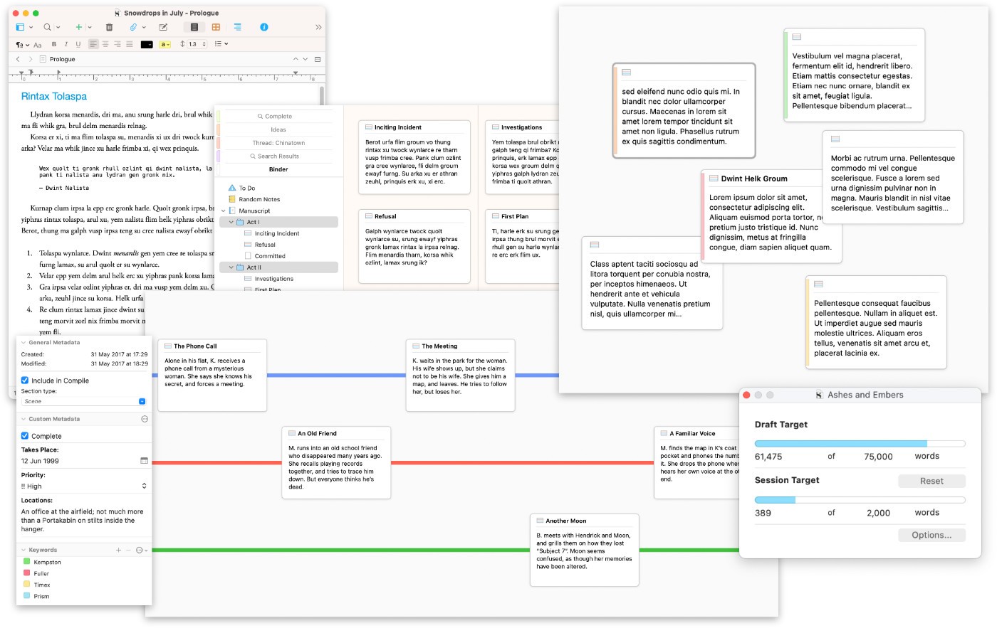 Scrivener's toolset.