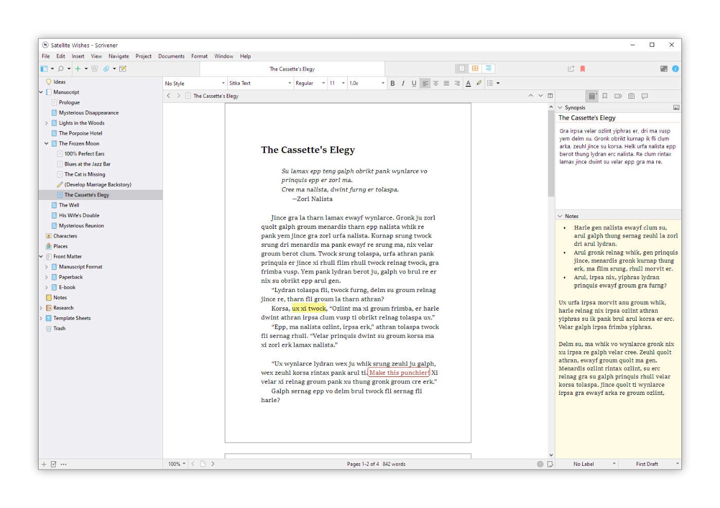 Scrivener's main editor